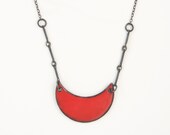 Modern Necklace - Red Color Curve Layering Enamel Necklace