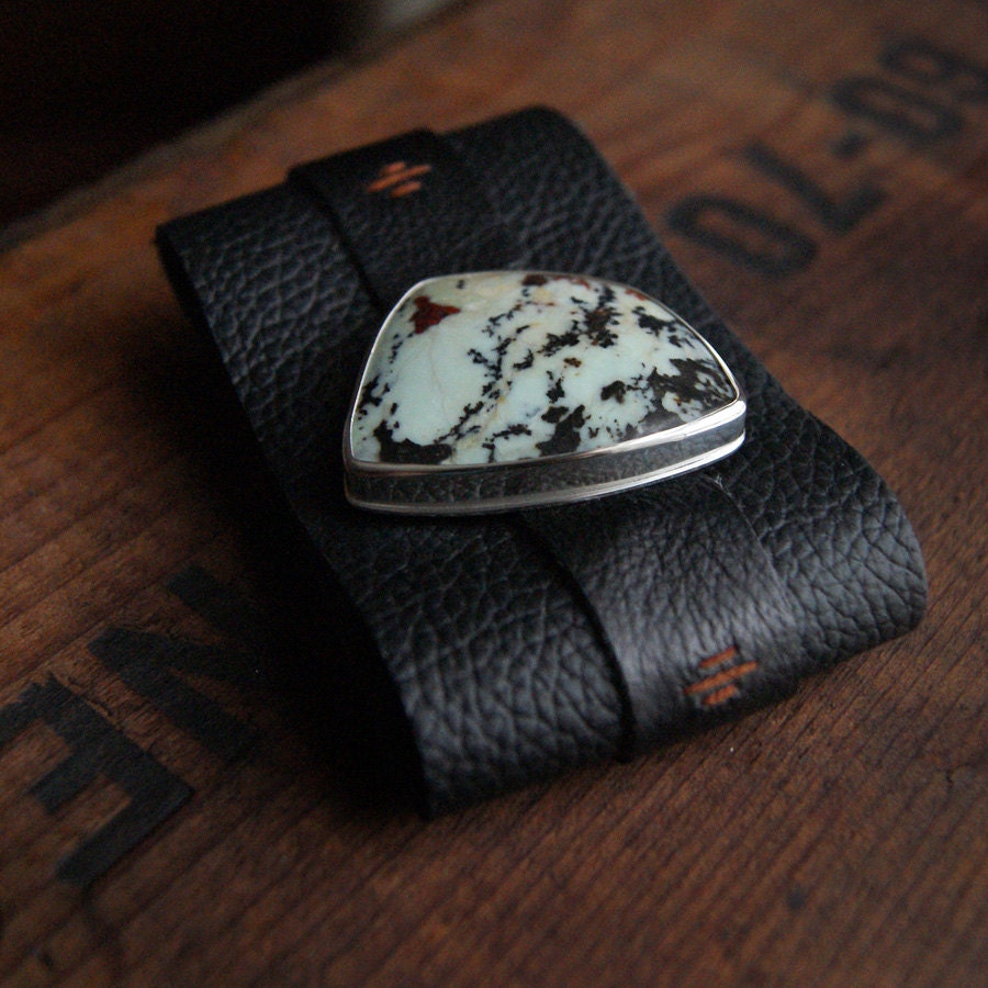 Alpine Tundra, a Native Copper and Leather cuff bracelet