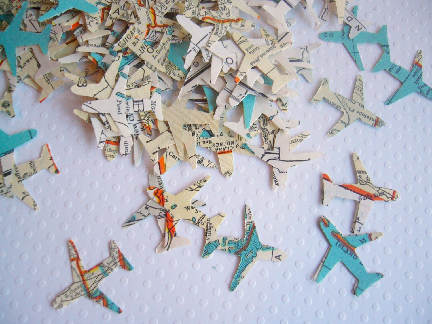 Airplanes Confetti Atlas Vintage - Vintage wedding favor wedding decoration