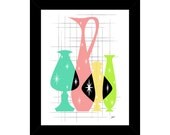 Vases - Framed 9 3/4" x 12 1/4" Art Print by Tonya Newton Mid Century Modern Inspired Design