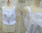 Vintage 1900/1910 Edwardian top with ton on ton embroiderys & ribbon size L