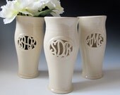 INFO ON .... Cursive Monogram Vase - Wedding, commitment ceremony / bridesmaid gift - handmade to order
