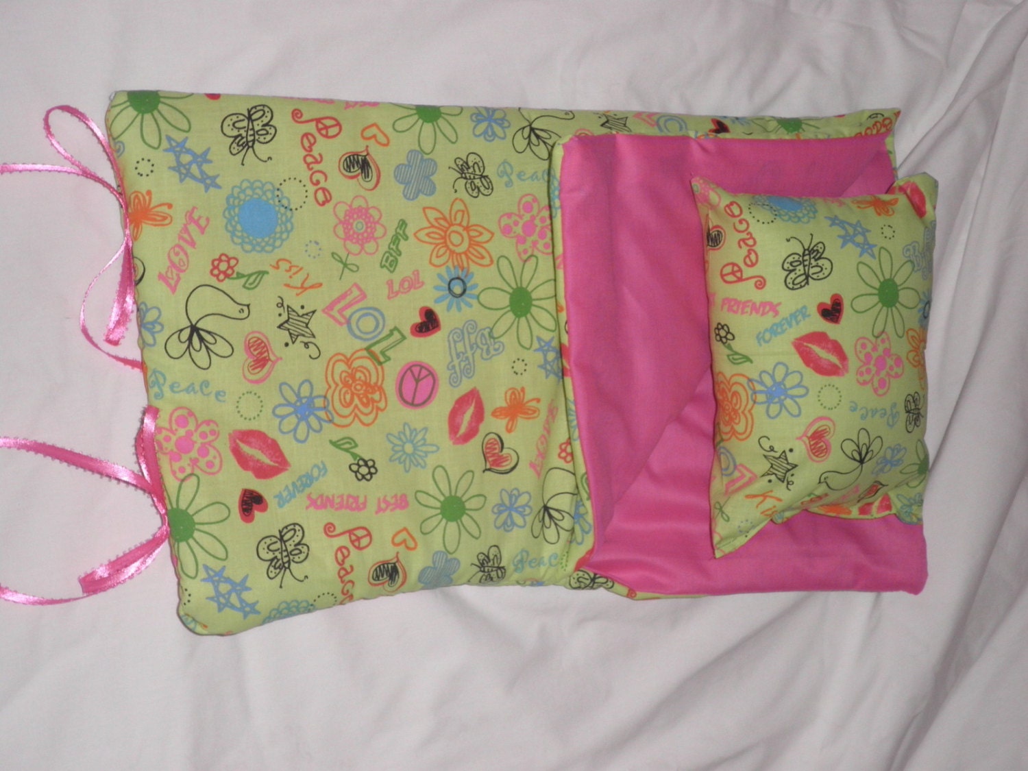 Handmade Sleeping Bag (Girl Talk) fits 18 inch Doll Like American Girl