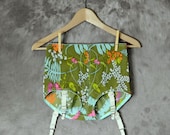 1960s Girdle Garter Panties Lingerie Vanity Fair Nylon Green Floral