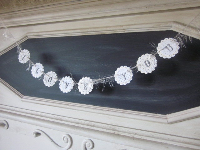 I love you garland banner wedding bridal shower vintage