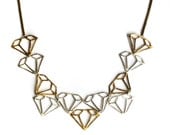 Sterling Silver and Brass Diamonds on Diamonds Statement Necklace