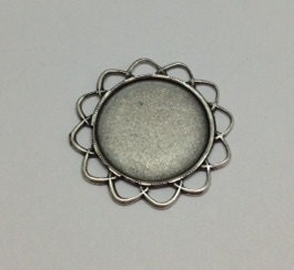 Round Setting - Silver Ox 18mm Round Bracelet Link Setting with Loop Edge