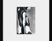 Aceo male figurative back pencil drawing art print with Confucius quote in mirror writing The Truth