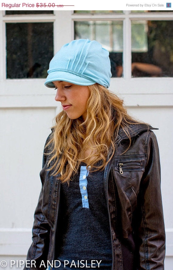 LAST CHANCE SALE Slouch Hat - light aqua