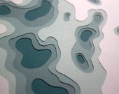 Topography in Teal No. 8 (8 x 10 original papercut)