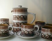 Ceramic Tea Set - Mid Century -  Hot Coco or Espresso Service for 6 - Modern Ceramic Pottery Design Mid Century Chic