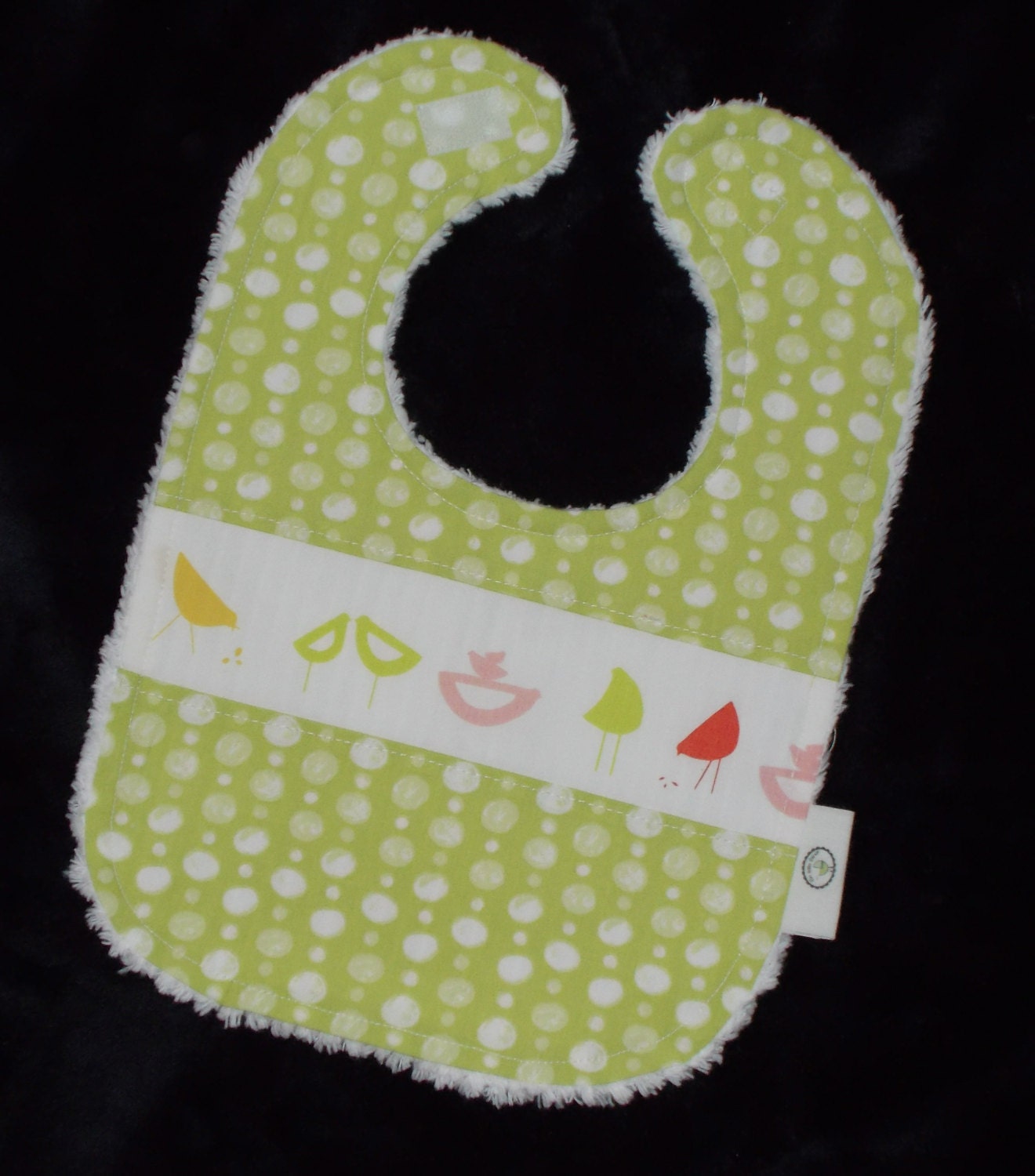 Red Little Bird and Dots Chenille Bib - Organic