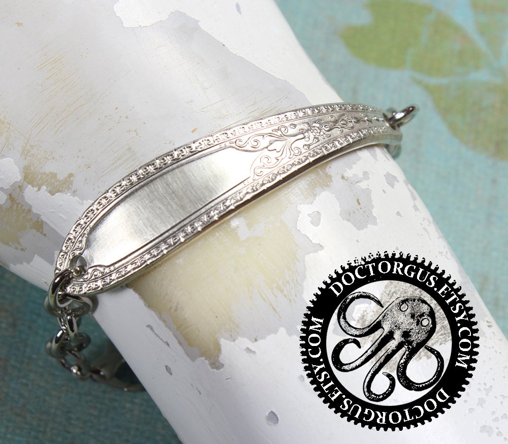 Sterling Silver Plated Spoon Bracelet -- Handmade by Doctorgus from Vintage Silverware