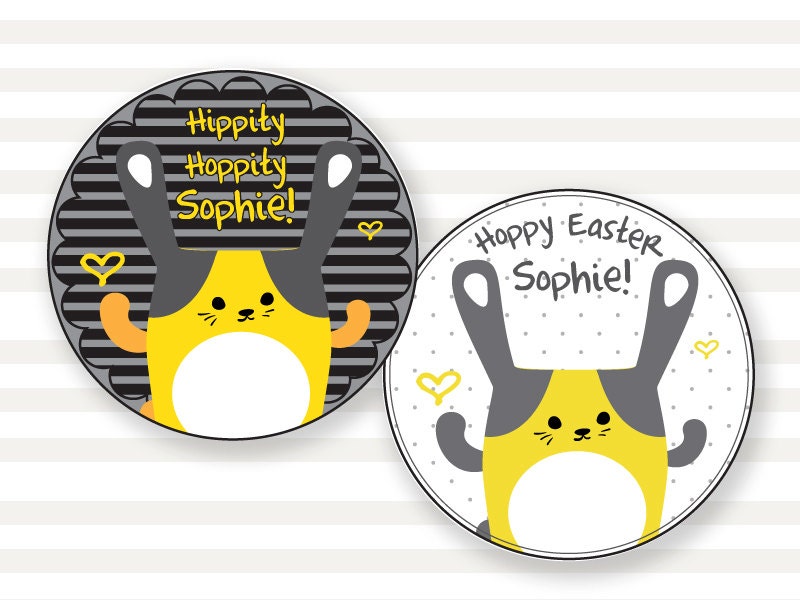 Personalized Bunny Favor Tag - DIY Printable Digital File