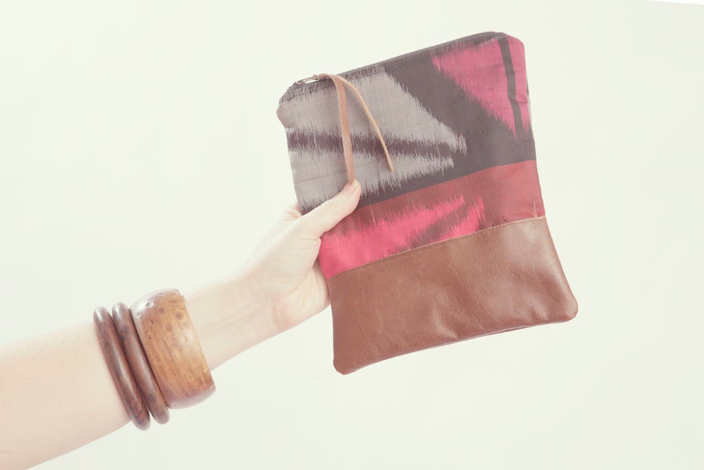 TRIBAL PRINT CLUTCH. Aztec Pouch. Ikat Clutch. Black Clutch. Fuscia Clutch. Leather Pouch.