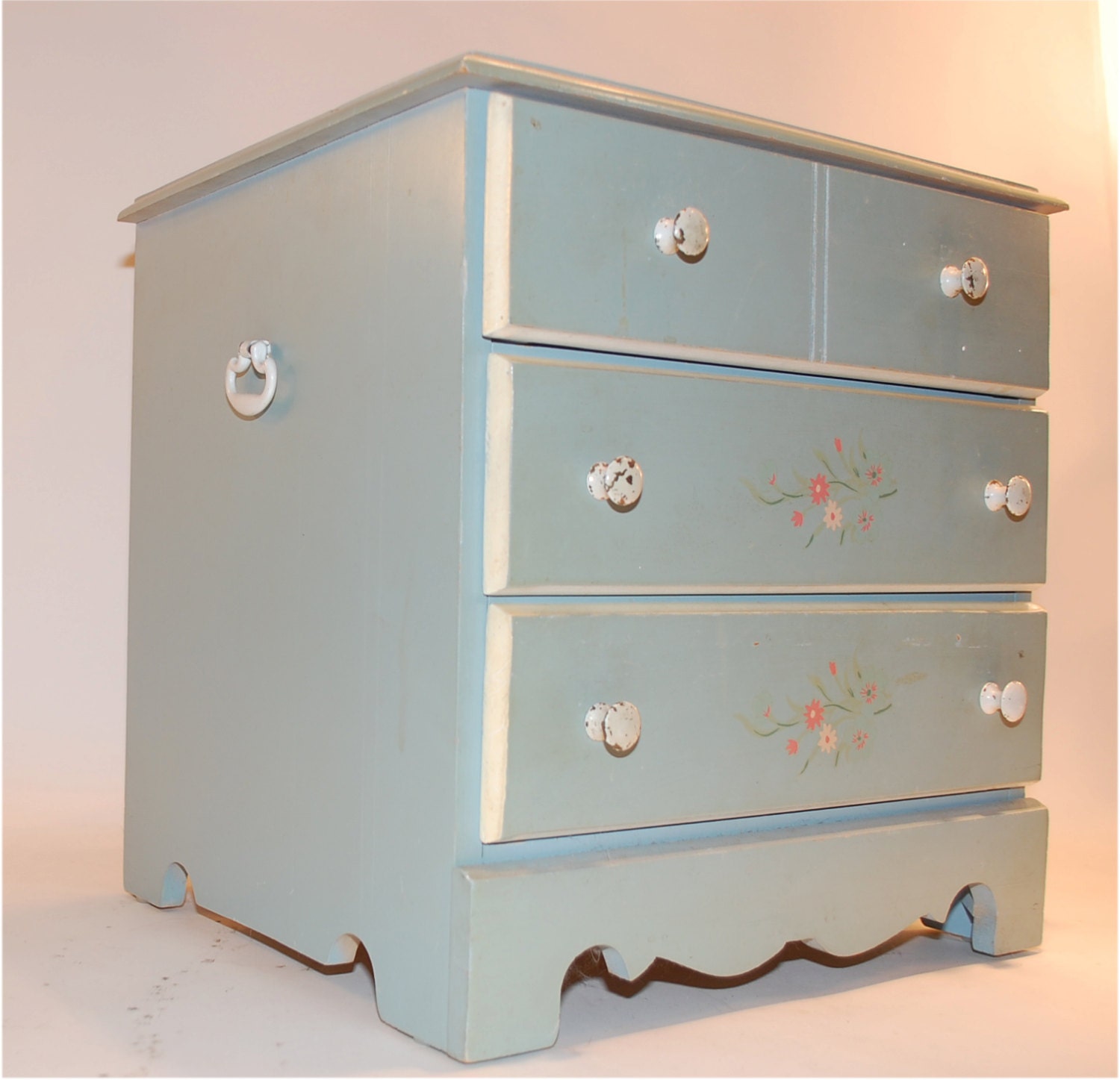 vintage doll dresser jewelry box miniature furniture painted