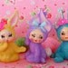 RESERVED.... for Barbara....Lefton Bunny Pixie Figurines....ooak set