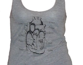 Anatomy of a Heart Heather Grey Tri-Blend Racerback Tank, XS