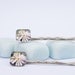 Blue daisy flower photo hair pins glass tile accessories silver bobbypin slide prom jewellery