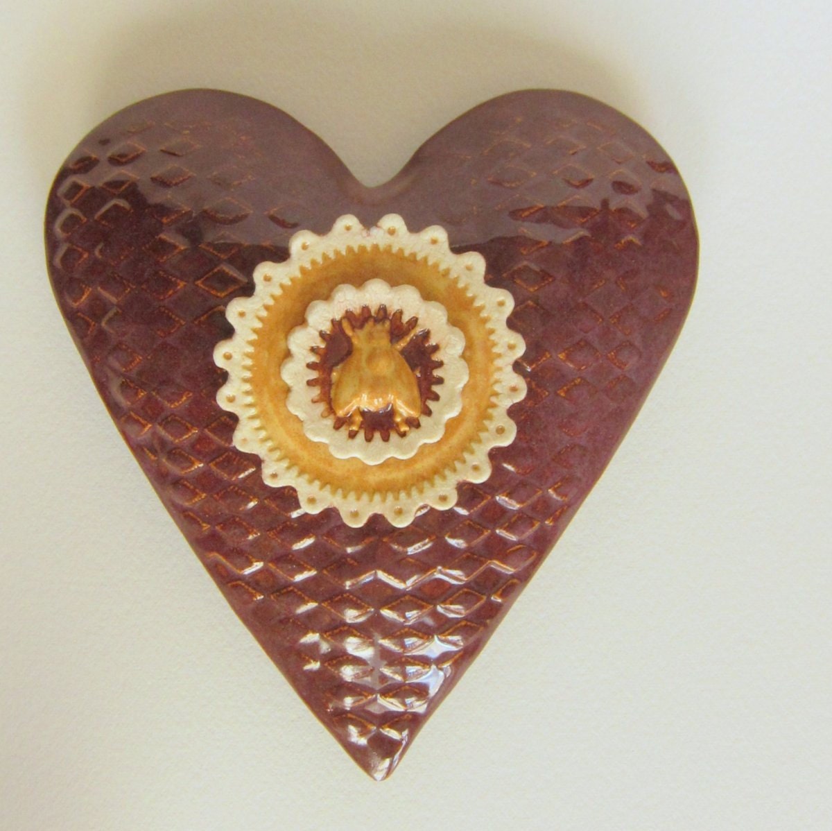 Heart ceramic  wall hanging Rustic stoneware