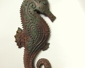 Seahorse decor..ornament...multi hued Raku ceramic