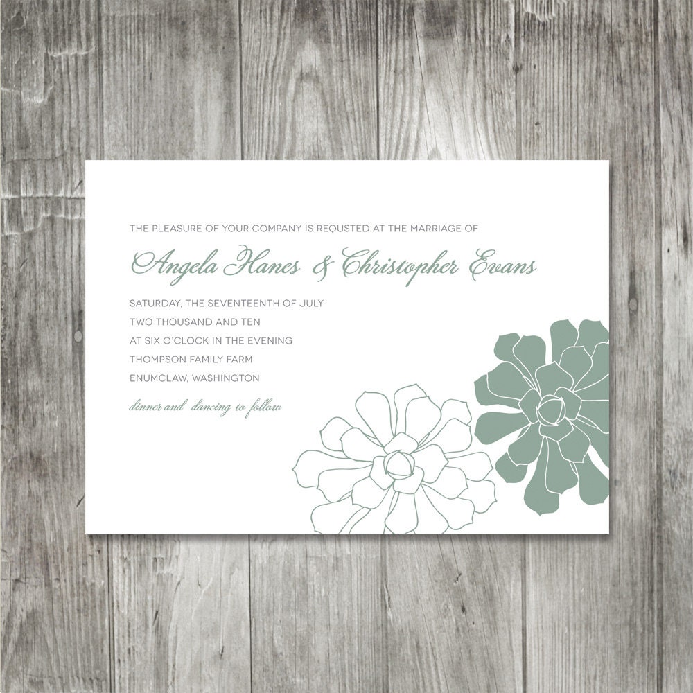 Simple Succulents Wedding Invitation