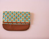 Faux Leather Trimmed Clutch