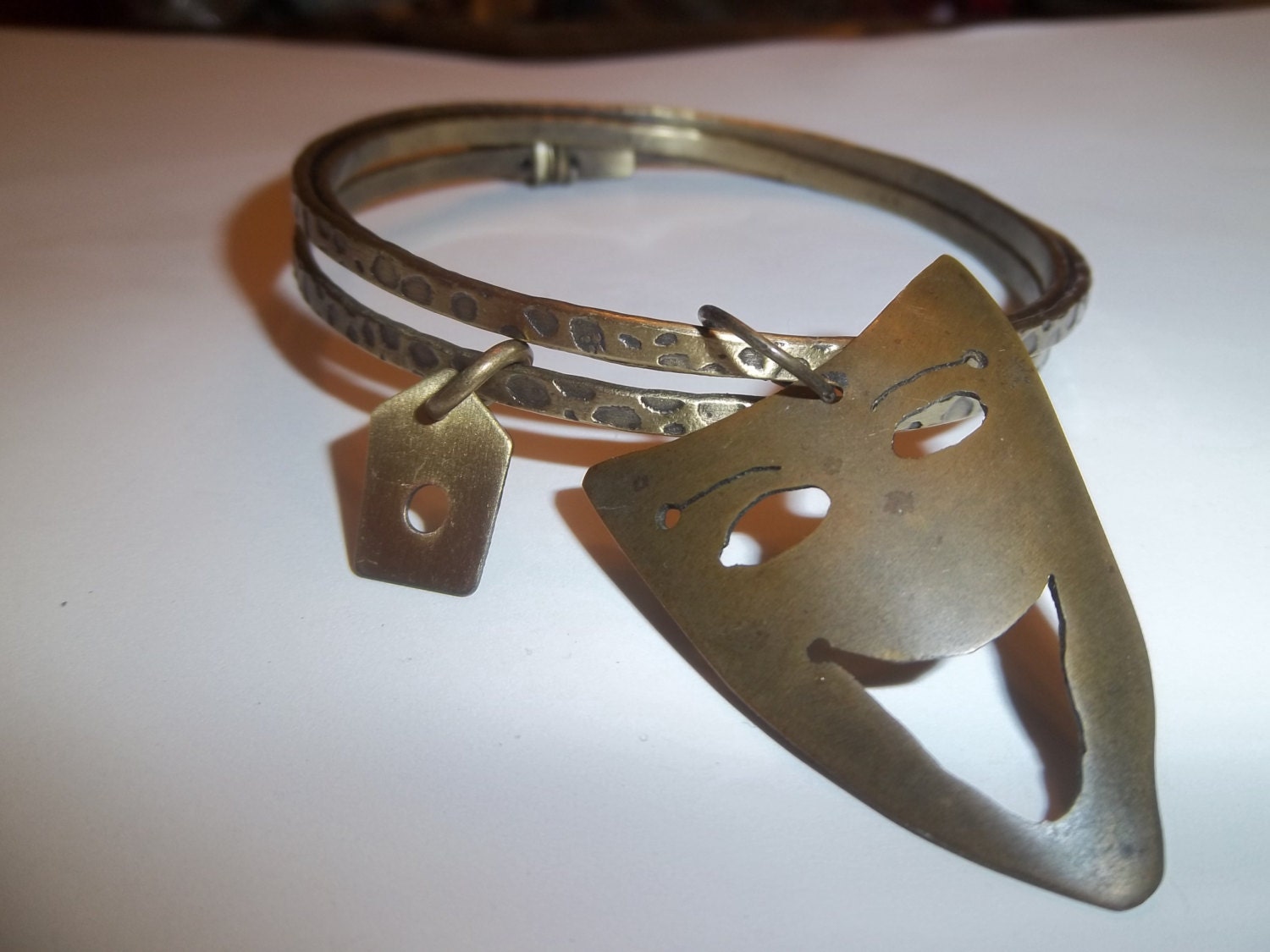 Hyena Totem Brass Wrap Bangle Bracelet