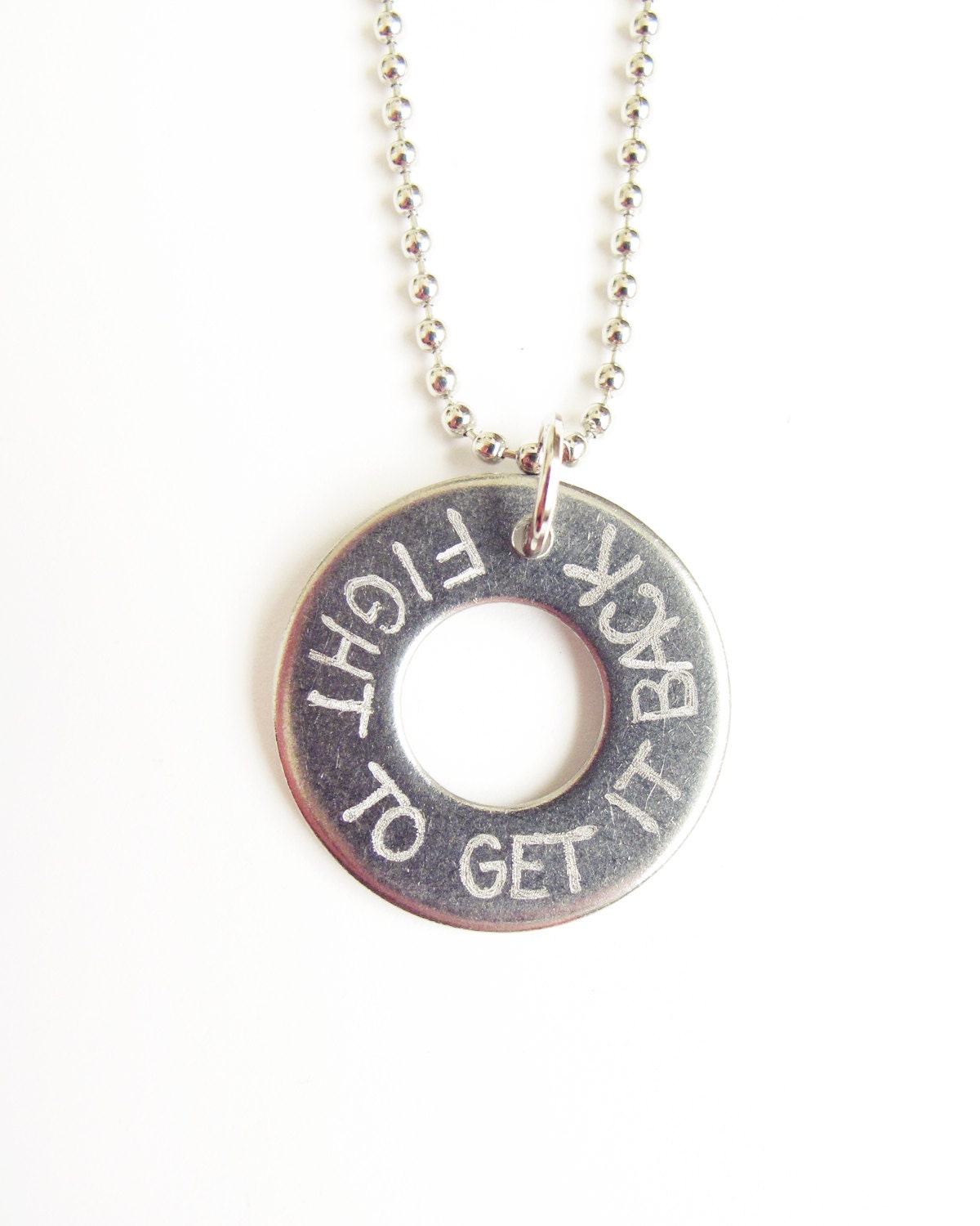 Personalized Engraved Men's Silver Ring Necklace