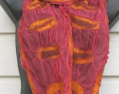 Long  Pink and Orange Nuno Felted Scarf - Eco Fashion - Fibre Art