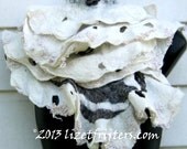 White and Grey Wavy Ruffled Nuno Felted Scarf - Eco Fashion - Fibre Art - Statement Scarf -  Accessories with Character