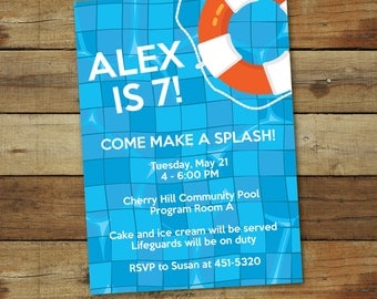 pool party invitation - pool birthday party