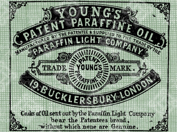 Digital Download Paraffin Oil Advert, Young's Paraffine Oil, London Antique Illustration, Vintage drawing, UK, British Ad, digi stamp, digis