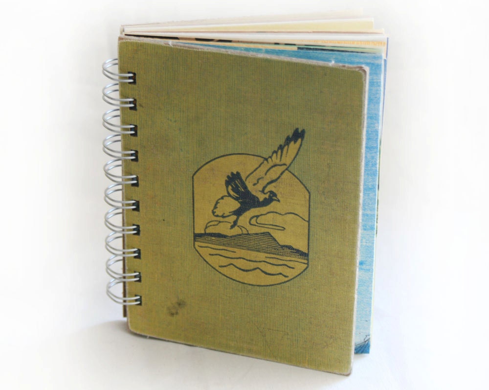 Sailing Over Shorelines - Wire-Bound Recycled Art Journal