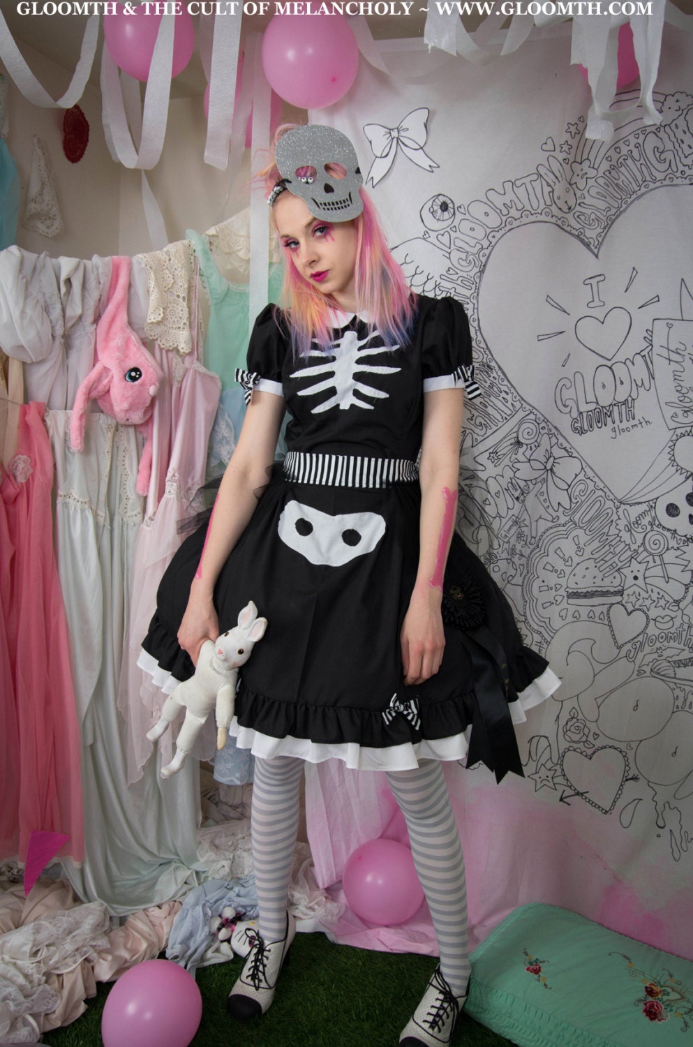 Gloomth Skeleton Dress with Apron