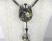 Steampunk Jewelry Necklace Vintage Optical Lens Watch Parts Gears WINGS Gunmetal INDUSTRIAL Men's Women's So COOL - Steampunk by edmdesigns