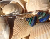 Lapis and Turquoise Cairn Earrings on Sterling, Ascending