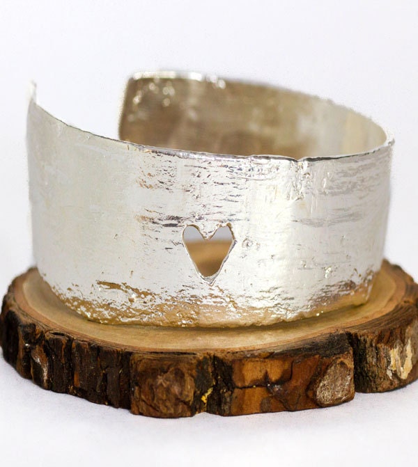 Silver Heart Birch Bracelet. love.