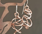 16 gauge Copper Swirly earrings on Silver Filled earwires