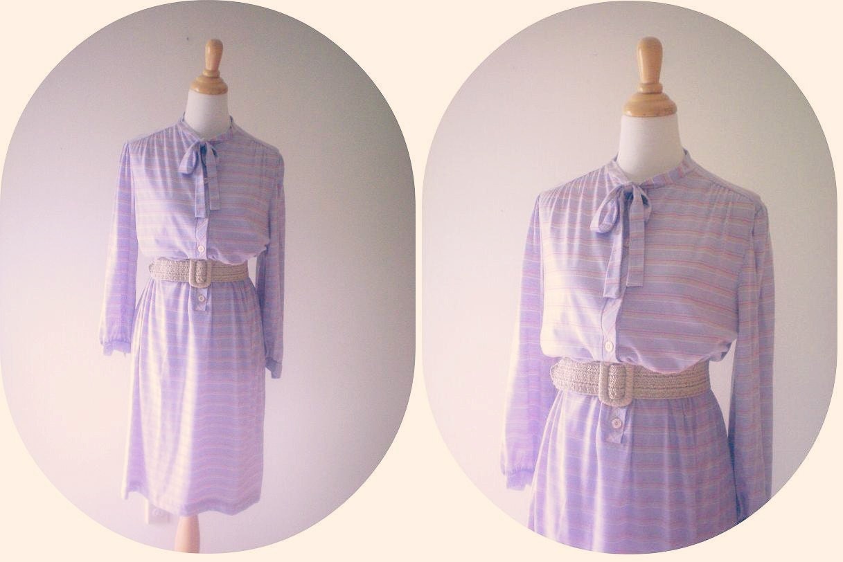 Vintage Lavender Striped Shirt Dress
