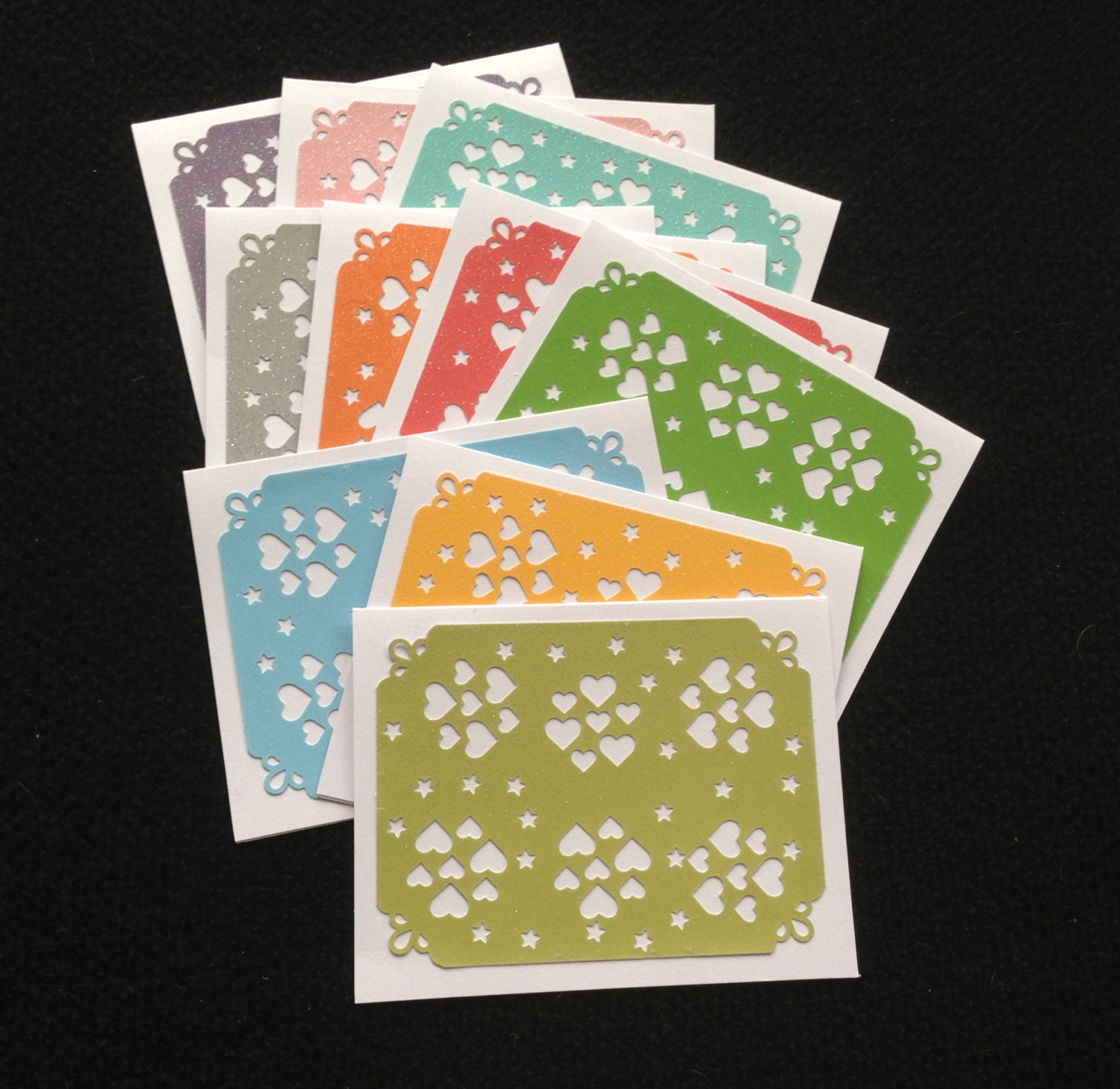 Valentine's Day Card, Punched Hears and Stars, Blank Inside,