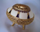Scarab Jewelry Box Real Goose Eggshell Egyptian Style Egg Art