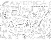 America Embroidery Pattern on Fabric