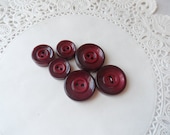 Burgundy Wine- 6 Plastic Vintage Buttons