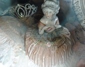 RESERVED for Jodi Pretty In Pink Antique Marie Antoinette Style Boudoir Doll Half Doll Pincushion Arms Away