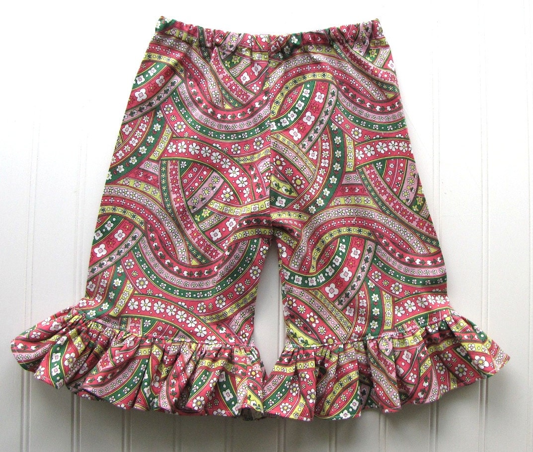 New...Riley Circus Coordinating Capri Ruffle Pants...custom sizes 18 mos...3