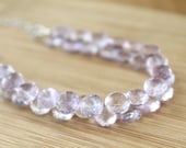 Light Purple Amethyst Necklace. Faceted Heart Briolette Lilac Gemstone Necklace. Glamour, Luxury Fine Jewelry. February Birthstone