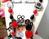 Alice in Wonderland Lalaloopsy Picture Collage Floral Wonderland Statement Necklace