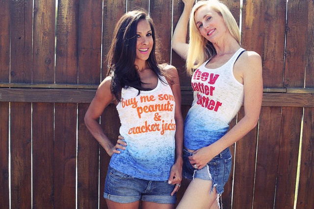 Buy Me Some Peanuts & Cracker Jacks.  Burnout A-Line Ombre Racerback Tank. Sizes S-XL