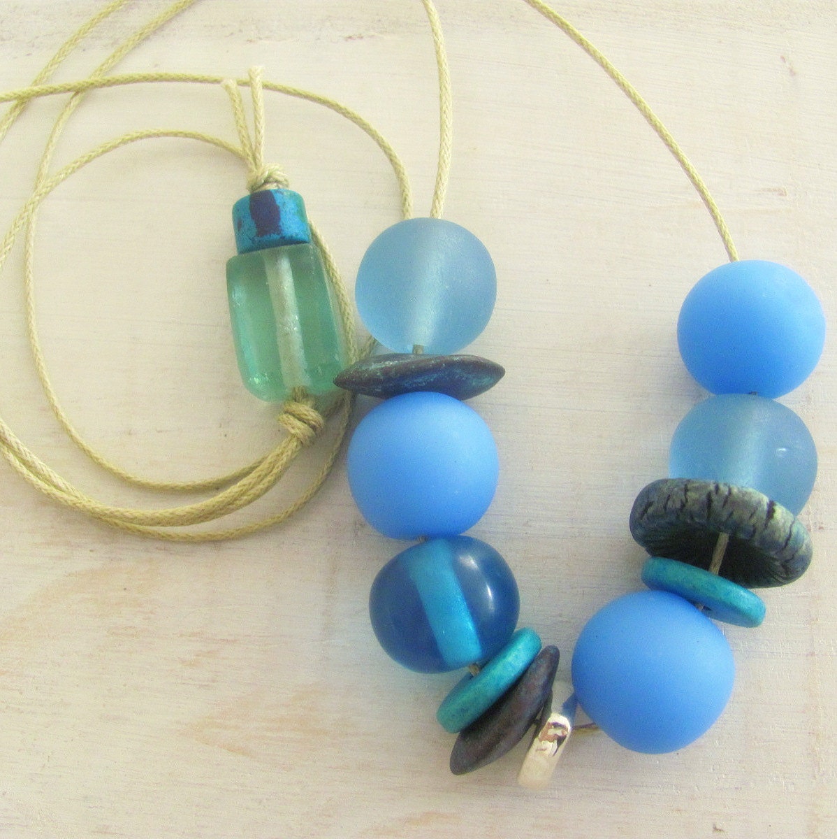 Rustic Blue Garland Resin Necklace